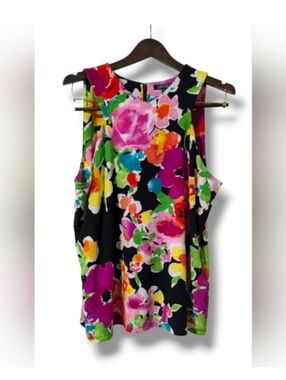 Ralph Lauren Sleeveless Floral Print Tank Top - Black Multi